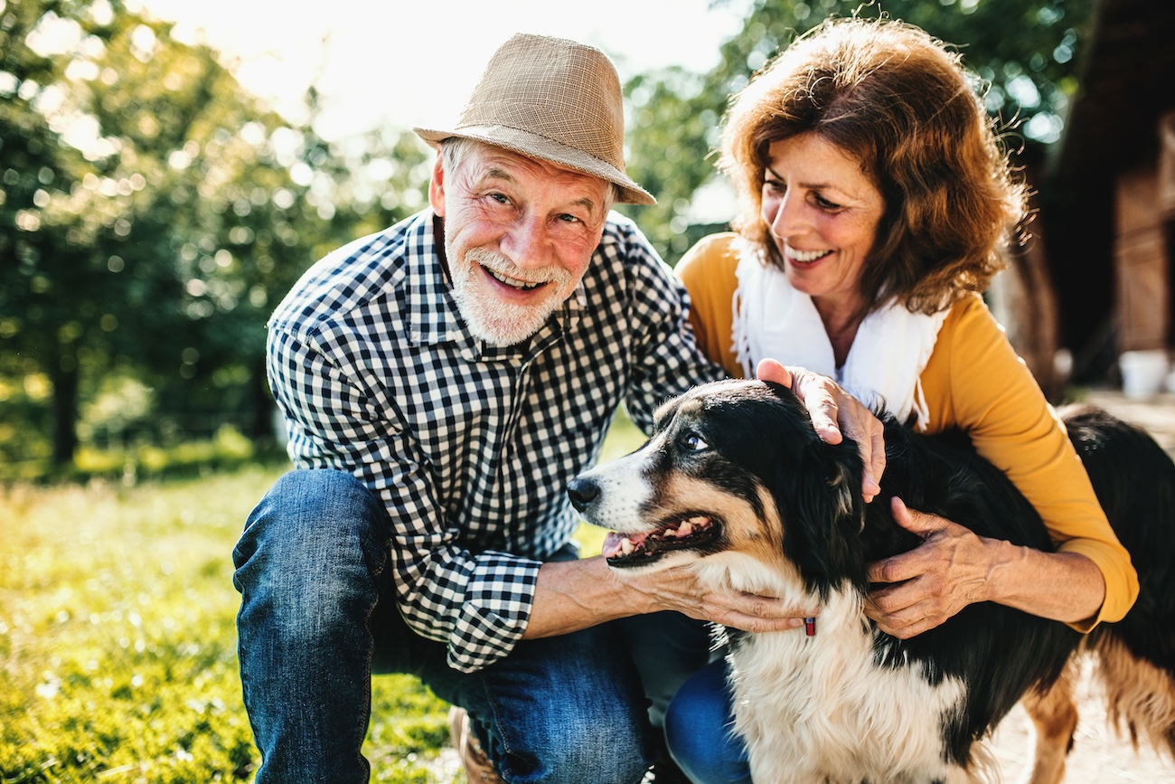 Familie mit Seniorhund